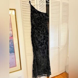 Revelry Burnout Velvet Black One Shoulder Dress (Size 2)